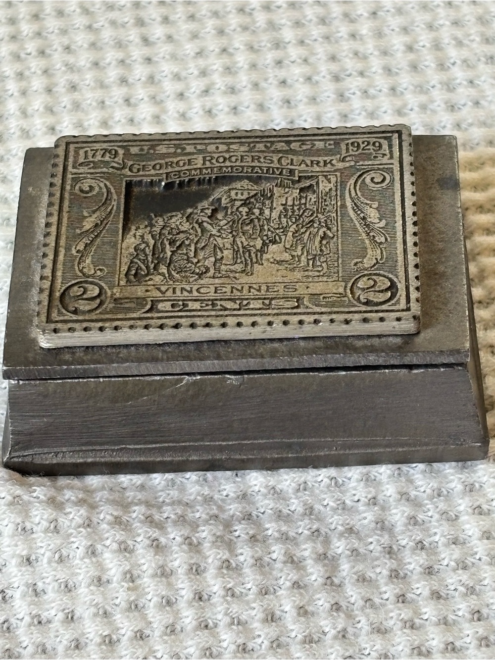 George Rogers Clark Commemorative Postage Stamp box / match holder ,